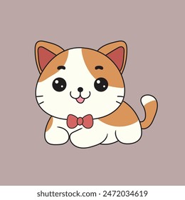 cute cat sticker, vector illustration