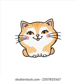 Una linda Ilustración vectorial adhesiva de gato.