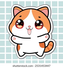 cute cat sticker, vector illustration