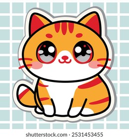 cute cat sticker, vector illustration