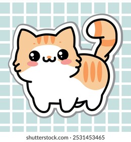 cute cat sticker, vector illustration