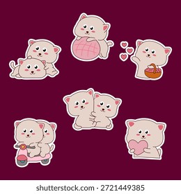 Cute cat stickers with various expressions.
