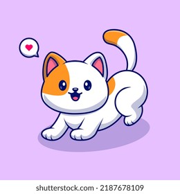 Cute Cat Stretching Cartoon Vector Icon Illustration. Animal Nature Icon Concept Isolated Premium Vector. Flat Cartoon Style