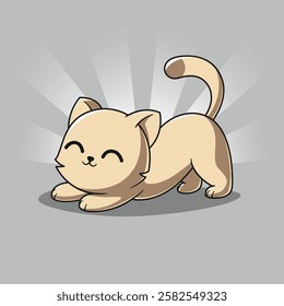 Cute Cat Stretching Cartoon Vector Icon Illustration Animal Nature Icon Isolated Flat Vector
