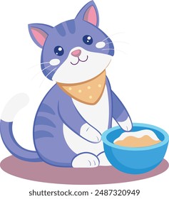 cute cat Stricker vector design with a white background