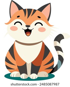 cute cat Stricker vector with a white background 