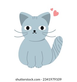 Un gato lindo con rayas aisladas sobre fondo blanco. 