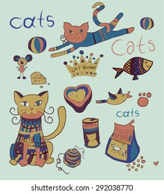 Cute cat stuff vector illustration