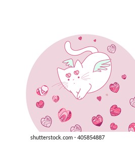 cute cat in the style of anime