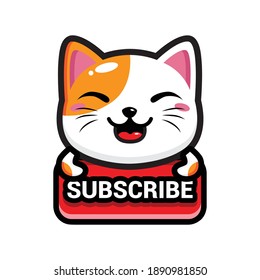 cute cat with subscribe button
