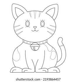 Cute cat suitable for children's coloring page vector illustration