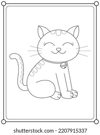 Cute cat suitable for children's coloring page vector illustration