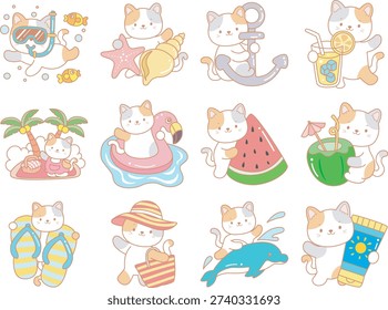 Cute cat summer vacation