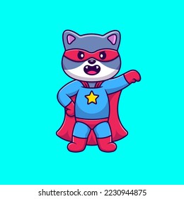 Cute Cat Super Hero Cartoon Vector Icons Illustration. Flat Cartoon Concept. Suitable for any creative project.
