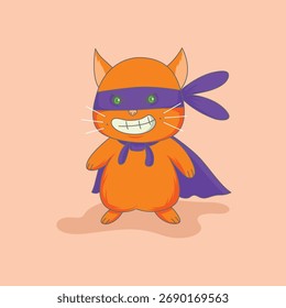Gato lindo Super héroe ilustración de dibujos animados