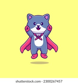 Cute Cat Super Hero Flying Cartoon Vector Icons Illustration. Flat Cartoon Concept. Suitable for any creative project.