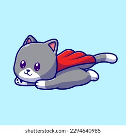 Cute Cat Superhero Cartoon Vektorsymbol Illustration. Animal Holiday Icon Konzept isolierter Premium Vektor. Flachbildkartonstil