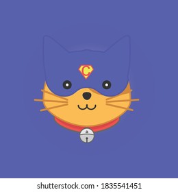 cute cat superhero vector design illustration.