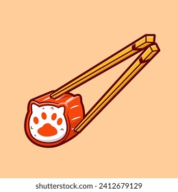 Cute Cat Sushi Salmon With Chopstick Cartoon Vector Icon
Illustration. Animal Food Icon Concept Isolated Premium
Vector. Flat Cartoon Style