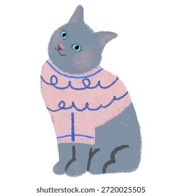 Gato lindo en un suéter