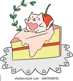 cute cat with sweets valentine theme vector