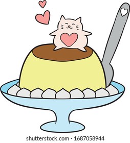 cute cat with sweets valentine theme vector