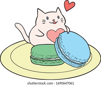 süße Katze mit süßer Vektorillustration zum Thema Valentine