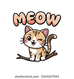 cute cat t shirt design  illustration