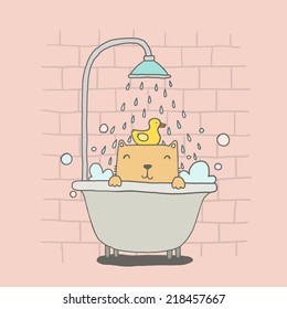 Cute cat taking a bath