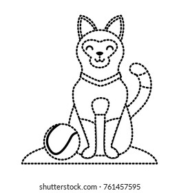 Cute cat with tennis ball
