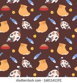 cute cat theme vector pattern