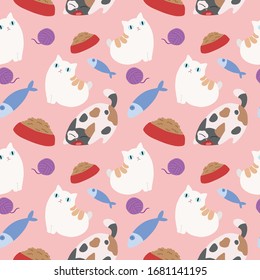 cute cat theme vector pattern