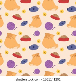 cute cat theme vector pattern