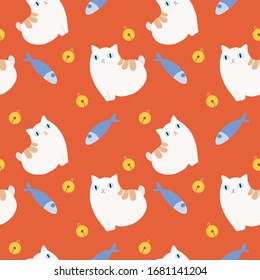 cute cat theme vector pattern