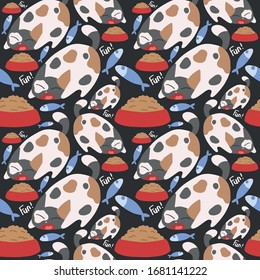 cute cat theme vector pattern