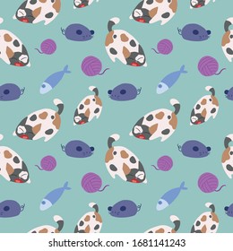 cute cat theme vector pattern