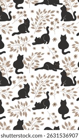 Cute cat themed wallpaper, pattern, fabric