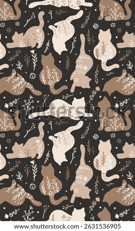Cute cat themed wallpaper, pattern, fabric