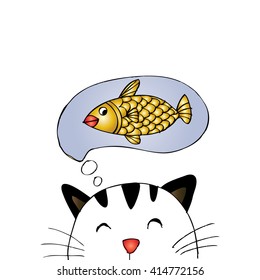 Cute cat thinking about fish