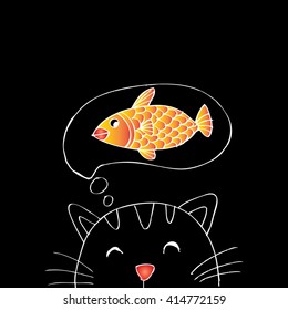 Cute cat thinking about fish