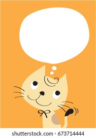 Cute cat thinking character design vector graphic illustration design element for card, stationery or journal.