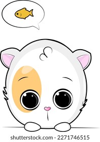 cute cat thinks about a fish