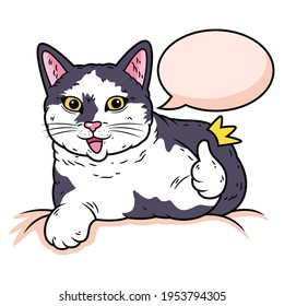 Cute Cat with Thumb Up Expression. Animal Vector Icon Illustration, Isolated on Premium Vector