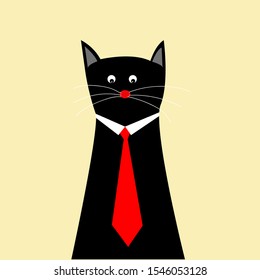 Cute cat tie vector illustration
