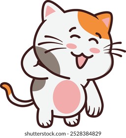 Cute Cat Touching Its Head Illustration