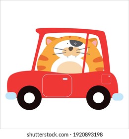 Cute cat traveling time character vector template design illustration