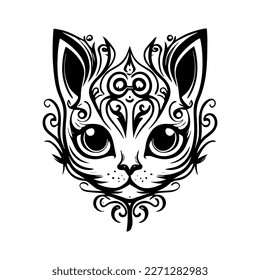 cute cat tribal tattoo features a stylized image of a feline with bold, black lines and intricate patterns. It's a purrfect choice for cat lovers