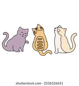 Cute Cat Trio in Cartoon Style – Digital Illustration for Kids