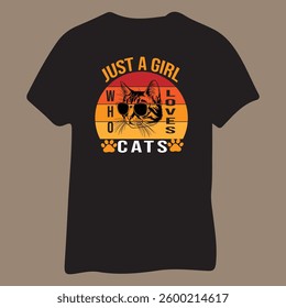 Cute Cat T-Shirt Design for Girls Who Love Cats