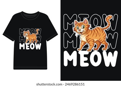 cute cat tshirt design illustration with typography, cat tshirt design, cat lover tshirt design